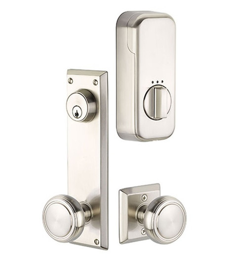 Emtek EMP8980US10B Oil Rubbed Bronze Quincy Style 5-1/2" C-to-C Passage/Single Keyed EMPowered Sideplate Lockset